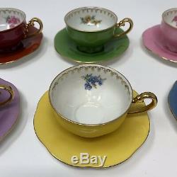 Puls Germany Demitasse Cups and Saucers Porcelain Assorted Colors Set of 6