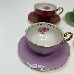 Puls Germany Demitasse Cups and Saucers Porcelain Assorted Colors Set of 6