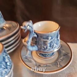 R. Capodimonte Blue Dragon/Serpent Handle Cup and Saucer Set of 6 Demitasse