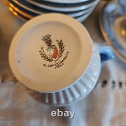 R. Capodimonte Blue Dragon/Serpent Handle Cup and Saucer Set of 6 Demitasse