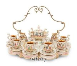 R. Capodimonte Set of 10 Demitasse Cups & Saucers with Sugar Bowl & Undertray