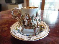 R. Capodimonte Set of 6 Demitasse Cups Saucers with Sugar Bowl & Undertray