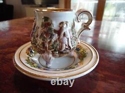 R. Capodimonte Set of 6 Demitasse Cups Saucers with Sugar Bowl & Undertray