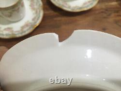 RARE 4 CUPS 3 SAUCERS Haviland Demitasse Cup Saucer DBL GOLD BLUE FORGET ME NOT