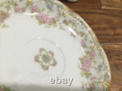 RARE 4 CUPS 3 SAUCERS Haviland Demitasse Cup Saucer DBL GOLD BLUE FORGET ME NOT