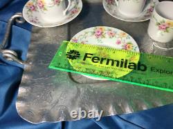 RARE 6 Leclair Limoges Eugenie France Demitasse Cups Saucers flat flowers- NEW