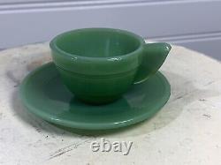 RARE 8pc SET FIREKING JADEITE DEMITASSE SALESMAN SAMPLE COFFEE CUP & SAUCER (SH)