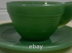 RARE 8pc SET FIREKING JADEITE DEMITASSE SALESMAN SAMPLE COFFEE CUP & SAUCER (SH)