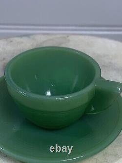 RARE 8pc SET FIREKING JADEITE DEMITASSE SALESMAN SAMPLE COFFEE CUP & SAUCER (SH)