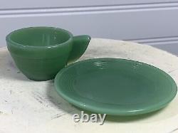 RARE 8pc SET FIREKING JADEITE DEMITASSE SALESMAN SAMPLE COFFEE CUP & SAUCER (SH)