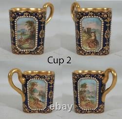 RARE ANTIQUE 1880s COALPORT SPAULDING & CO HANDPAINTED DEMITASSE CUP & SAUCER #2