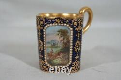 RARE ANTIQUE 1880s COALPORT SPAULDING & CO HANDPAINTED DEMITASSE CUP & SAUCER #2