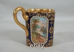 RARE ANTIQUE 1880s COALPORT SPAULDING & CO HANDPAINTED DEMITASSE CUP & SAUCER #2