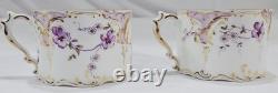 RARE ANTIQUE Rosenthal Sanssouci Purple Violets 6 Demitasse Cups Saucers + Tray