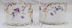 RARE ANTIQUE Rosenthal Sanssouci Purple Violets 6 Demitasse Cups Saucers + Tray
