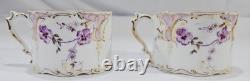 RARE ANTIQUE Rosenthal Sanssouci Purple Violets 6 Demitasse Cups Saucers + Tray
