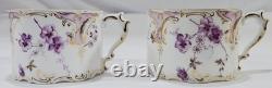 RARE ANTIQUE Rosenthal Sanssouci Purple Violets 6 Demitasse Cups Saucers + Tray
