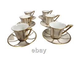 RARE Antique 12-pc. J. P. L. Limoges Demitasse Gold & White Cups France EUC