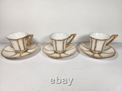 RARE Antique 12-pc. J. P. L. Limoges Demitasse Gold & White Cups France EUC