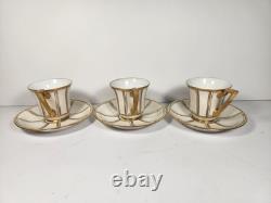 RARE Antique 12-pc. J. P. L. Limoges Demitasse Gold & White Cups France EUC