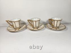 RARE Antique 12-pc. J. P. L. Limoges Demitasse Gold & White Cups France EUC