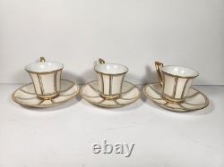 RARE Antique 12-pc. J. P. L. Limoges Demitasse Gold & White Cups France EUC