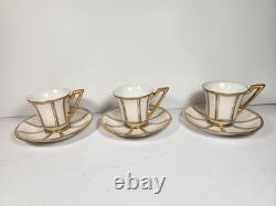 RARE Antique 12-pc. J. P. L. Limoges Demitasse Gold & White Cups France EUC