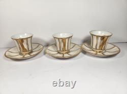 RARE Antique 12-pc. J. P. L. Limoges Demitasse Gold & White Cups France EUC