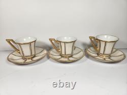 RARE Antique 12-pc. J. P. L. Limoges Demitasse Gold & White Cups France EUC