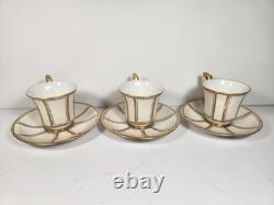 RARE Antique 12-pc. J. P. L. Limoges Demitasse Gold & White Cups France EUC