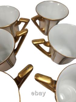 RARE Antique 12-pc. J. P. L. Limoges Demitasse Gold & White Cups France EUC
