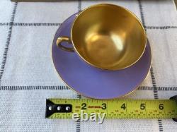 RARE Antique Coalport Gold Demitasse Teacup Saucer Lavender Purple Raphael Weill
