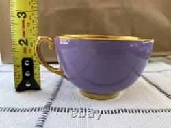 RARE Antique Coalport Gold Demitasse Teacup Saucer Lavender Purple Raphael Weill