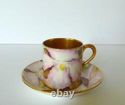 RARE Art Deco Paragon Orchids Gold Demitasse Tea Cup & Saucer Set