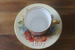 RARE Aynsley J A Bailey Cabbage Rose Bouquet Demitasse Teacup Tea Cup Saucer