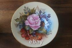 RARE Aynsley J A Bailey Cabbage Rose Bouquet Demitasse Teacup Tea Cup Saucer