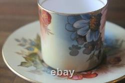 RARE Aynsley J A Bailey Cabbage Rose Bouquet Demitasse Teacup Tea Cup Saucer