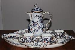 RARE Blue Onion Rich Meissen(Germany) Demitasse Set Crossed Swords backstamp