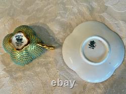 RARE Coalport Teacup and Saucer Demitasse Turquoise Gold Enamel Jeweled Antique