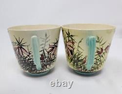 RARE EARLY Doulton Lambeth Bone China Demitasse Cups & Saucers Signed