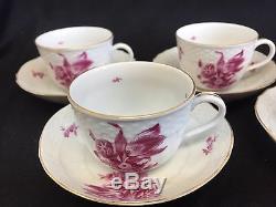 RARE HEREND RASPBERRY FLOWER SET 5 DEMITASSE chocolate cappuccino CUP SAUCER