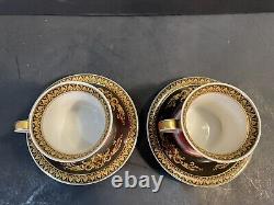 RARE PAIR Rosenthal Versace Medusa Red Ikarus Demitasse Espresso Cups/Saucers