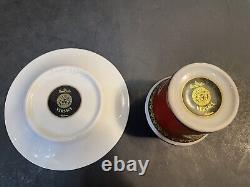 RARE PAIR Rosenthal Versace Medusa Red Ikarus Demitasse Espresso Cups/Saucers