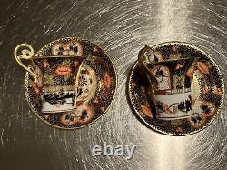 RARE Royal Crown Derby DEMITASSE WITH SAUCER #4591 PAIR c. 1906, 1920