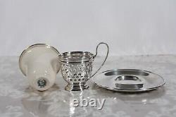 RARE STERLING SILVER SET OF 8 With LENOX INSERT DEMI/ DEMITASSE CUP & SAUCER SETS