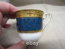 RARE Set/6 1926 Cobalt Blue & Gold ROYAL WORCESTER DEMITASSE CUPS & SAUCERS