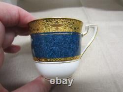 RARE Set/6 1926 Cobalt Blue & Gold ROYAL WORCESTER DEMITASSE CUPS & SAUCERS