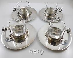 RARE Tiffany & Co Sterling Silver Set Demitasse Cups Saucers Johnson Estate 1940