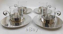 RARE Tiffany & Co Sterling Silver Set Demitasse Cups Saucers Johnson Estate 1940