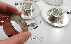 RARE Tiffany & Co Sterling Silver Set Demitasse Cups Saucers Johnson Estate 1940